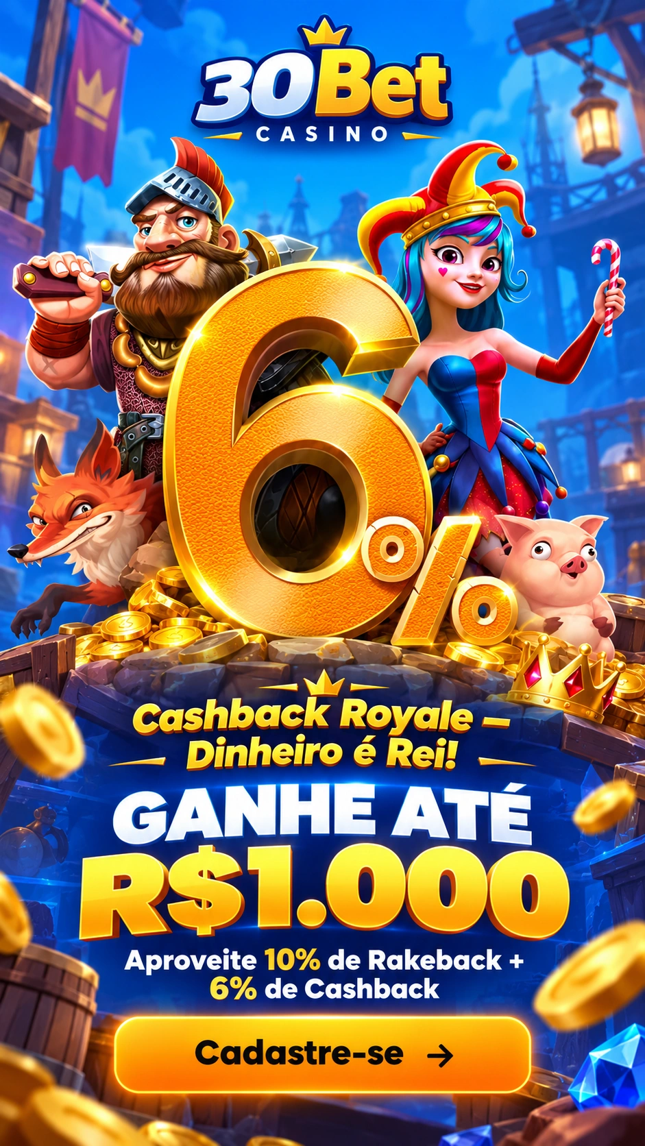 Prévia da página de afiliado de 30 Bet Casino